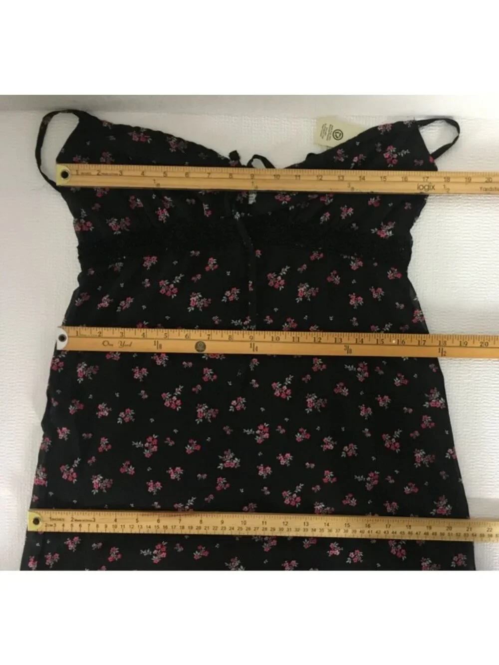 No Boundaries Dress Size M  Black w Pink Red Flowers High Waist Sleeveless New - Picture 12 of 16